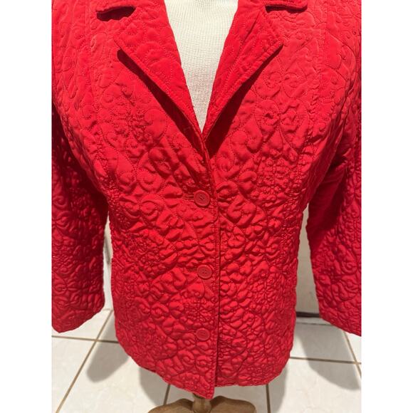 Mountain Lake Petite Red Quilted Jacket Blazer L Large Womens Vintage Retro - Picture 2 of 5